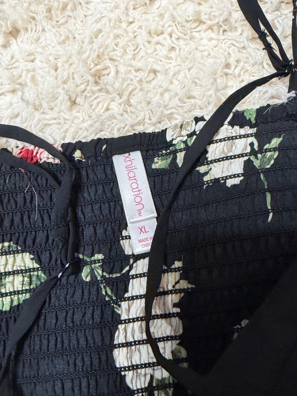 NWOT women’s size XL Floral Black Spaghetti-Strap Romper - Picture 5 of 7